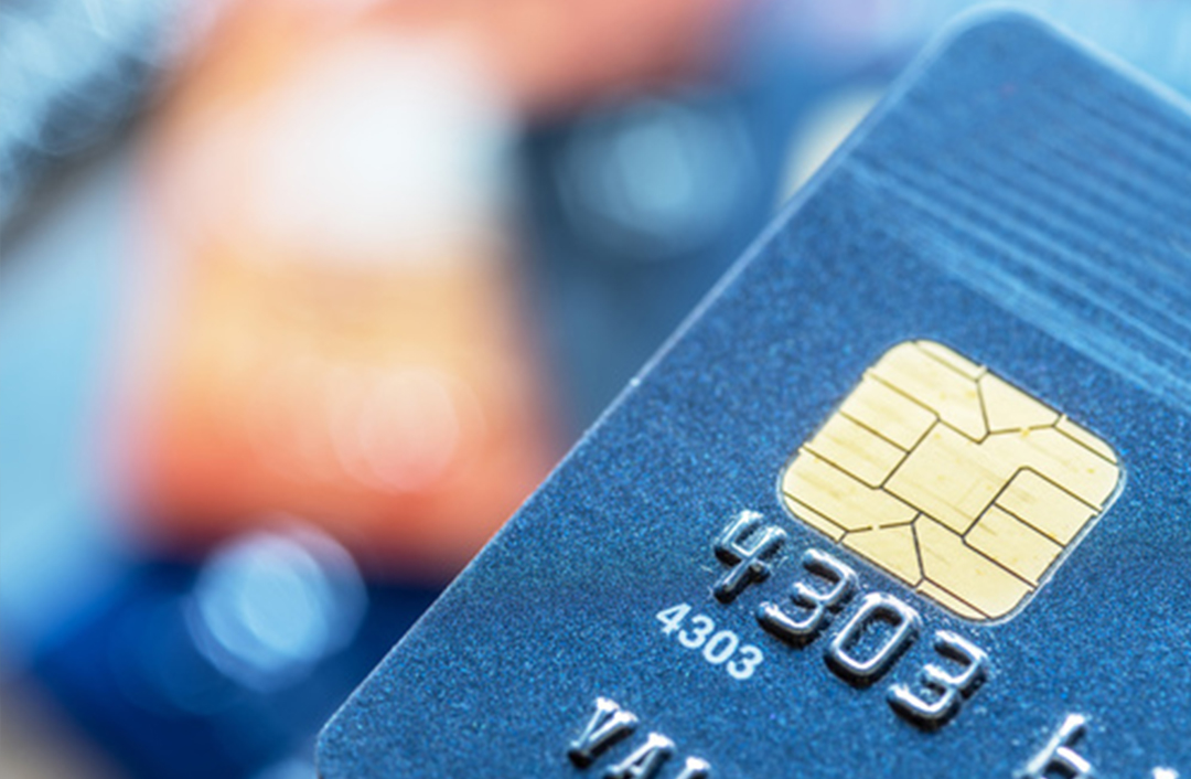 Kreditkarte blau Detail